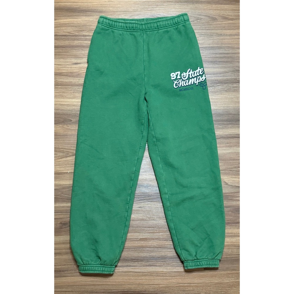 Aritzia TNA Cozy Fleece Mega Fit Sweatpants Green Cuffed Joggers Sz XS